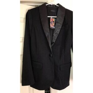 Spiegel‎ Women's Blazer Jacket Black Satin Collar Size 4 NWT #N0880